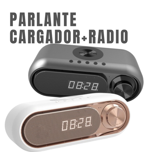 Parlante cargador wireless bluetooth con radio recargable