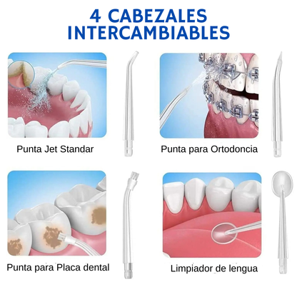 Irrigador dental con cabezales intercambiables 360°