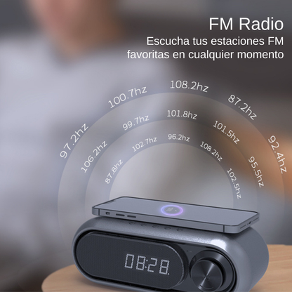 Parlante cargador wireless bluetooth con radio recargable